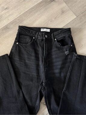Bershka Men's Black Straight Jeans
